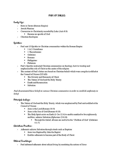 Cover page of Band 6 Studies of Religion II Christianity Notes