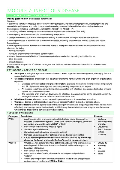Cover page of HSC Biology Yr 12 Module 7 notes