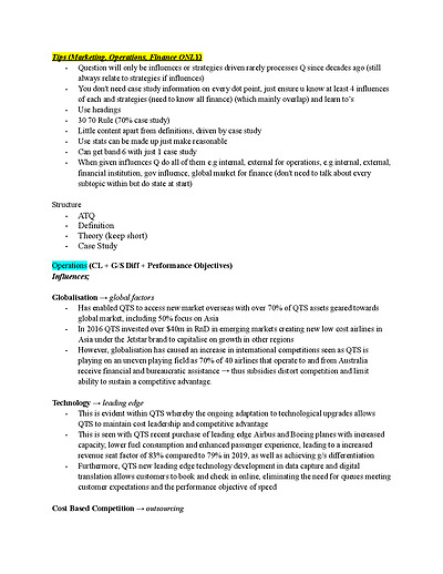Cover page of Business Case Study Pre Made Paragraphs for Essay; Qantas/Apple - Operations, Marketing, Finance, NO HR