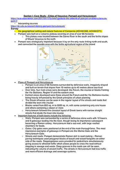 Cover page of HSC Ancient history CORE: Pompeii and Herculaneum notes