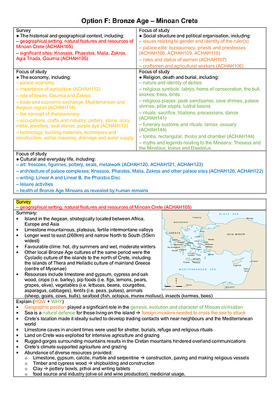 Cover page of HSC Ancient History Minoan Crete notes