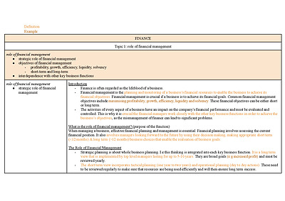 Cover page of Business Studies - Finance Notes Detailed 