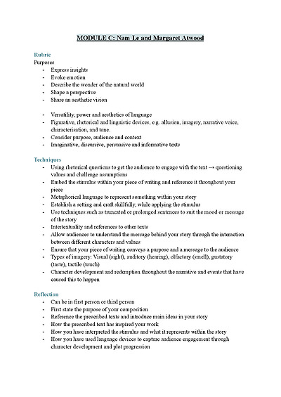 Cover page of MODULE C: NOTES + QUOTES - HSC English Advanced