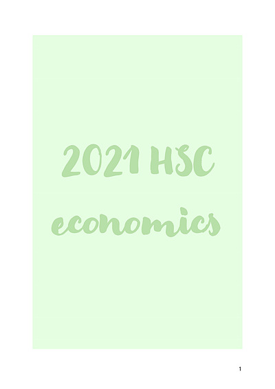 Cover page of HSC Economics Whole Course Summary Notes