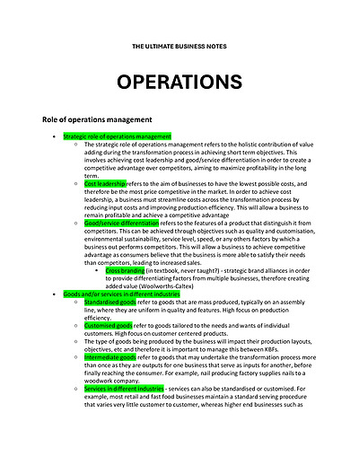 Cover page of FULL BUSINESS STUDIES STATE RANKING NOTES (17th in NSW, 97% Final Mark)