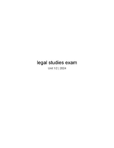 Cover page of Legal Studies 1/2 Full Notes 