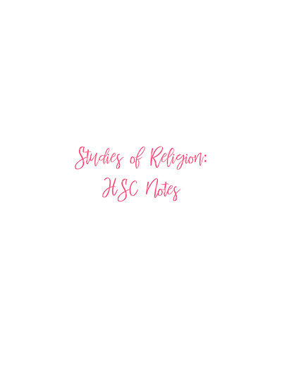 Cover page of Studies of Religion HSC notes