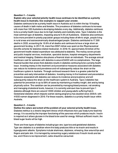 Cover page of PDHPE HSC CORE 1 INQUIRY QUESTION 1/2 SHORT/LONG RESPONSES