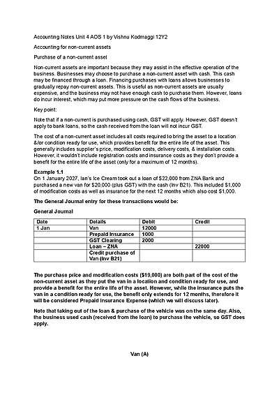 Cover page of ACCOUNTING NOTES UNIT 4 AOS 1 NOTES