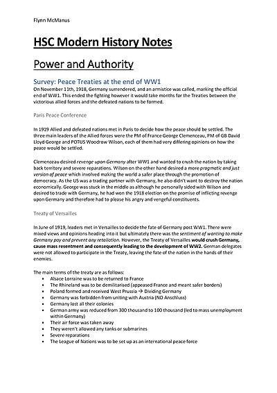 Cover page of Extensive HSC Power and Authority notes 