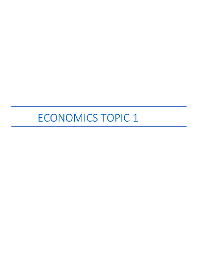 Cover page of BAND 6 Topic 1 HSC Economics Notes