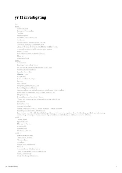 Cover page of GRADE A COMPLETE INVESTIGATING SCIENCE PRELIMINARY STUDY NOTES MODULES 1 - 4