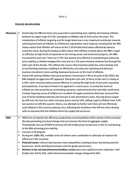 Cover page of BAND 6 HSC Economics Topic 4 Essay Plans