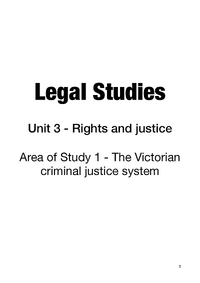 Cover page of Legal Studies **RAW 50** Units 3/4 notes