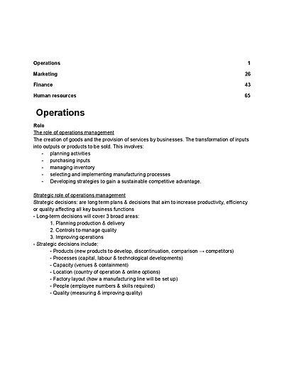 Cover page of Business Studies Notes 