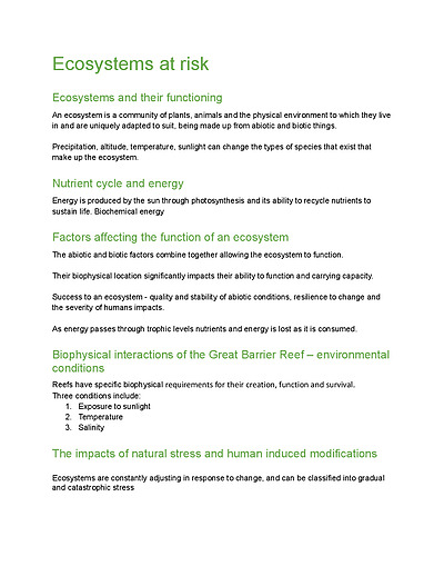 Cover page of Geography year 12 completed study notes