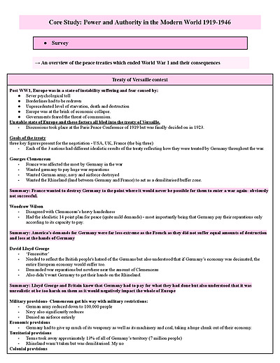 Cover page of HSC MODERN HISTORY CORE STUDY - POWER AND AUTHORITY FULL SYLLABUS BAND 6 NOTES