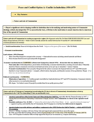 Cover page of CONFLICT IN INDOCHINA (PEACE AND CONFLICT) HSC MODERN HISTORY BAND 6 FULL SYLLABUS NOTES