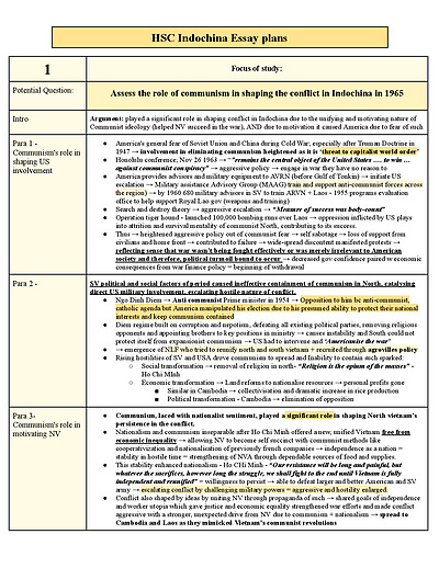 Cover page of CONFLICT IN INDOCHINA ESSAY PLANS HSC MODERN HISTORY BAND 6