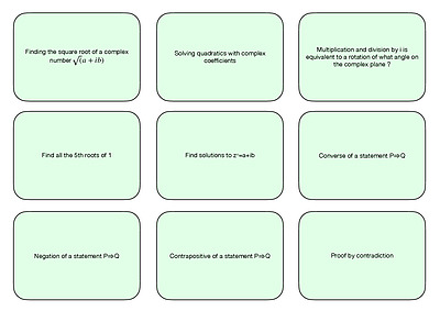 Cover page of Printable Mathematics Extension 2 Flash Cards