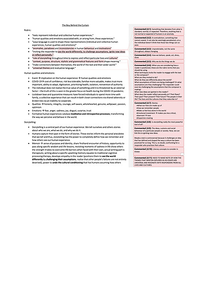 Cover page of HSC ENGLISH ADV COMMON MODULE THE BOY BEHIND THE CURTAIN TIM WINTON STATE RANKING NOTES (8TH STATE RANK, 99.95 ATAR)
