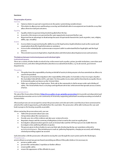 Cover page of VCE Legal studies Unit 1 AOS 3 full notes