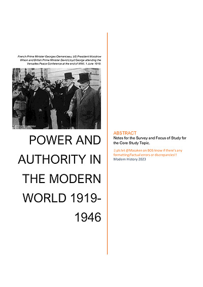 Cover page of POWER AND AUTHORITY CORE NOTES