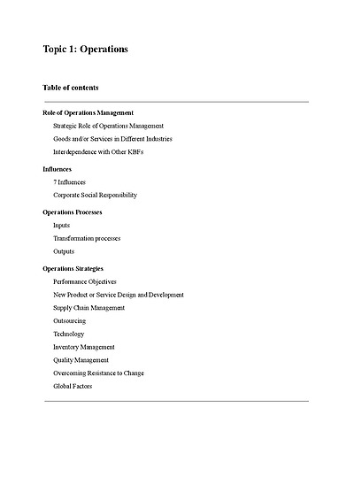 Cover page of Band 5 Business Studies- OPERATIONS FULL NOTES (w/ Qantas case study)