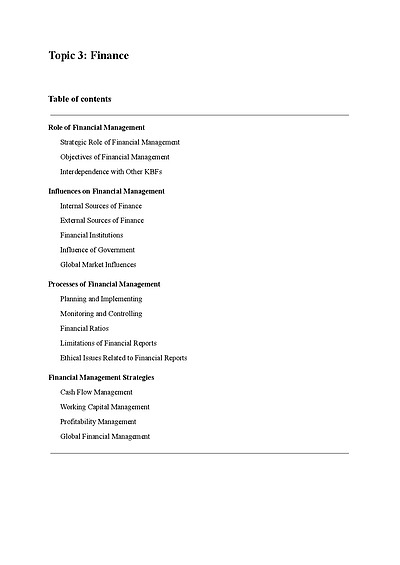 Cover page of Band 5 Business Studies- FINANCE FULL NOTES (w/ Qantas case study)