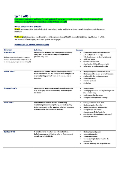 Cover page of Units 3/4 HHD notes by DUX