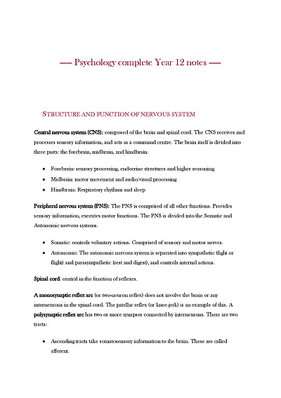 Cover page of Psychology complete syllabus notes