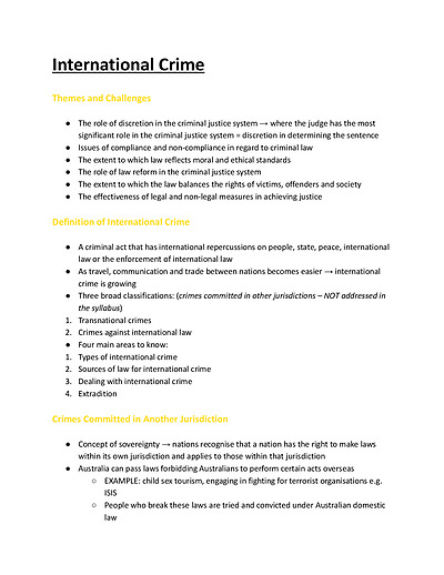 Cover page of Legal Studies Band 6: Crime Notes