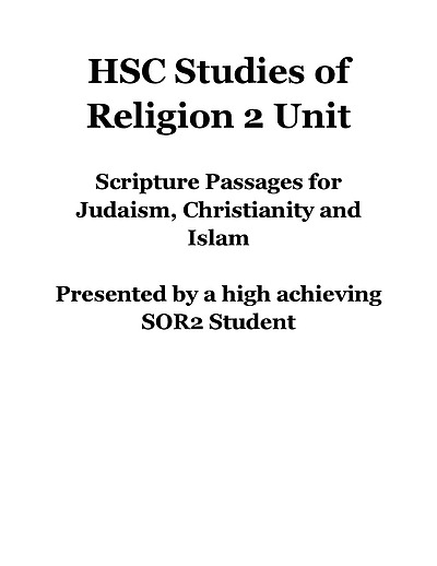Cover page of HSC SOR2 - Scripture Passages for Judaism, Christianity and Islam