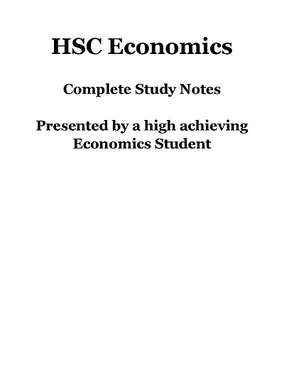 Cover page of HSC Economics - Complete Study Notes