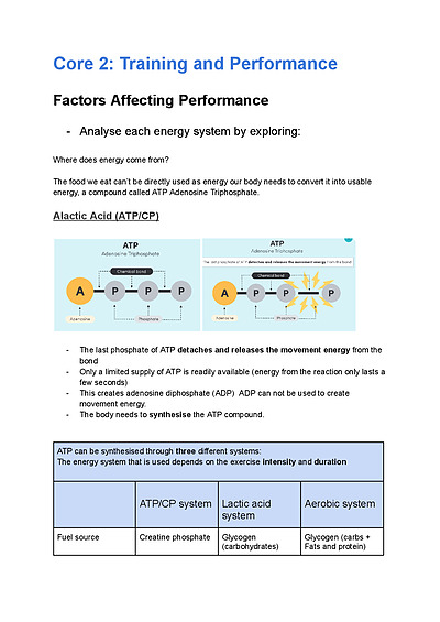 Cover page of HSC PDHPE Core 2: Factors Affecting Performance – High-Quality Summary Notes