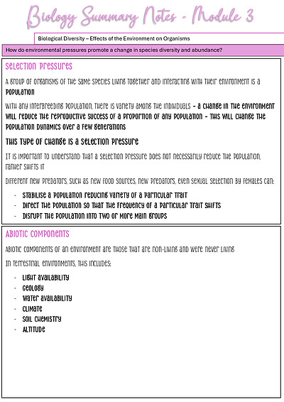 Cover page of BIOLOGY - PRELIMINARY NOTES MOD 3