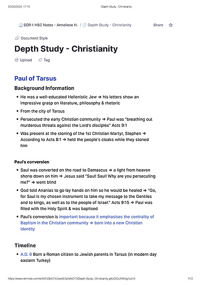 Cover page of Christianity Depth Study - COMPLETE SOR II HSC BAND 6 NOTES