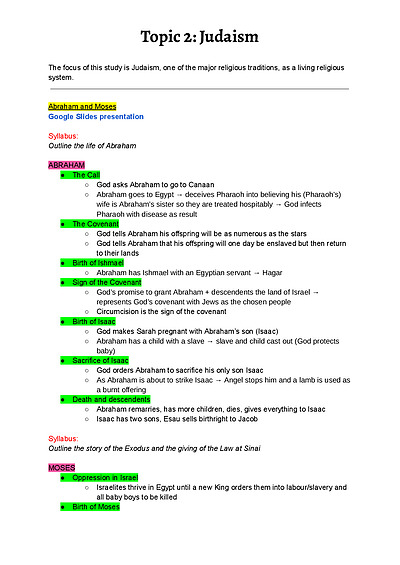 Cover page of Judaism Depth Study - Studies of Religion - Year 11