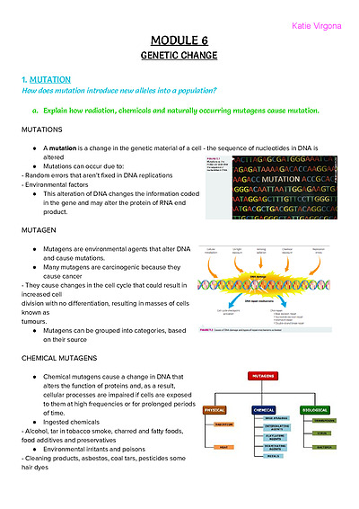 Cover page of (Module 6) HSC Biology Notes - Genetic Change