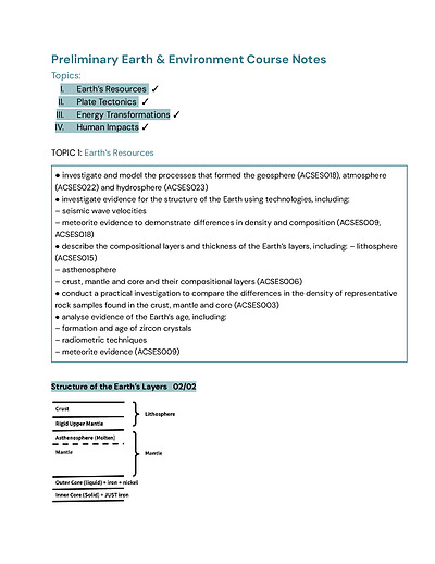 Cover page of RANK 1ST PRELIMINARY Earth and Environmental Science Notes