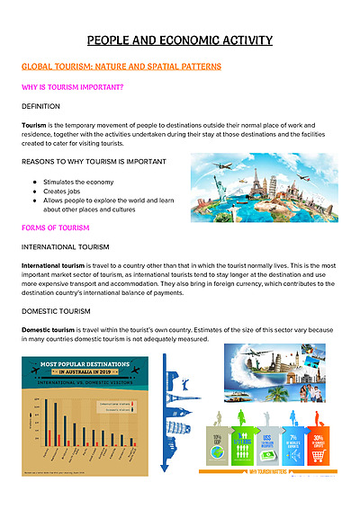 Cover page of HSC Geography Notes - People and Economic Activity