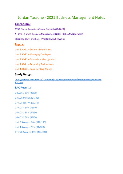 Cover page of 46SS and 98.60 ATAR 3/4 Bus Man Notes