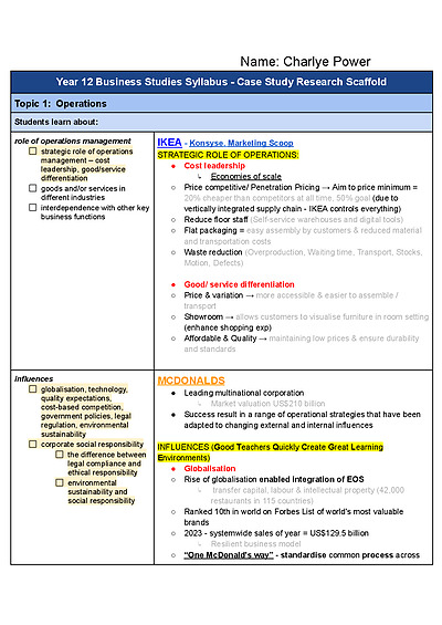 Cover page of BS HSC Operations Case Study Research Scaffold