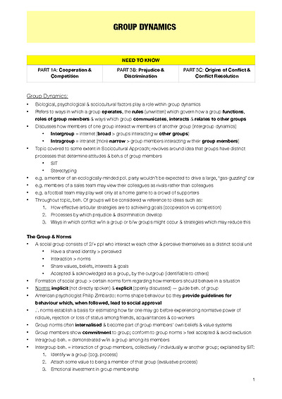 Cover page of IB Psychology 2018-2019 notes: Human Relationships Topic 2 (Paper Two)