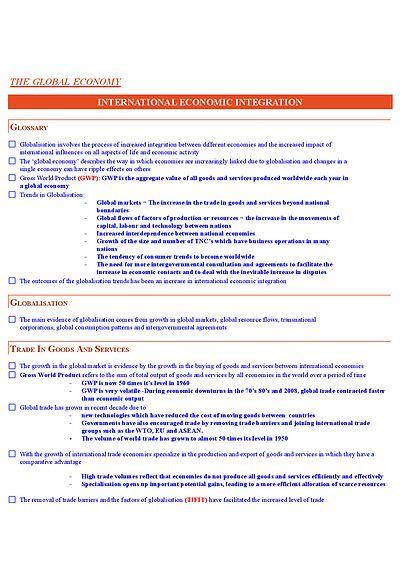 Cover page of GLOBAL ECONOMY NOTES