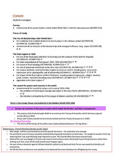 Cover page of Modern History HSC- Power and Authroity Band 6 Notes that helped me achieve a RAW 94 in the CSSA Trial