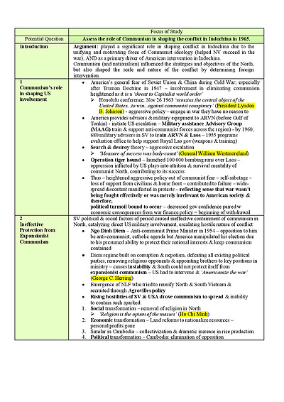 Cover page of Modern History HIGH BAND 6 Indochina Whole Syllabus HIGH QUALITY ESSAY PLANS which helped me get a RAW 94 in my 2025 CSSA