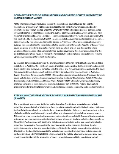 Cover page of Short answers: human rights legal studies 