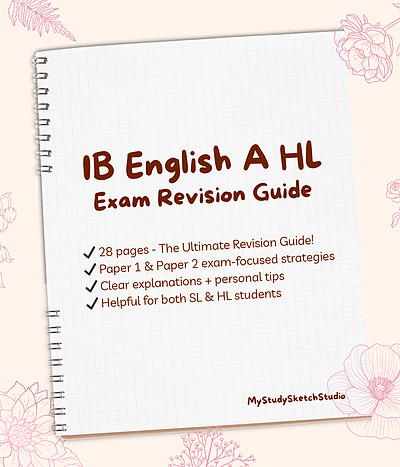 Cover page of IB English A: Lang &amp; Lit HL | Exam Revision Guide | Paper 1 &amp; Paper 2 exam-focused strategies