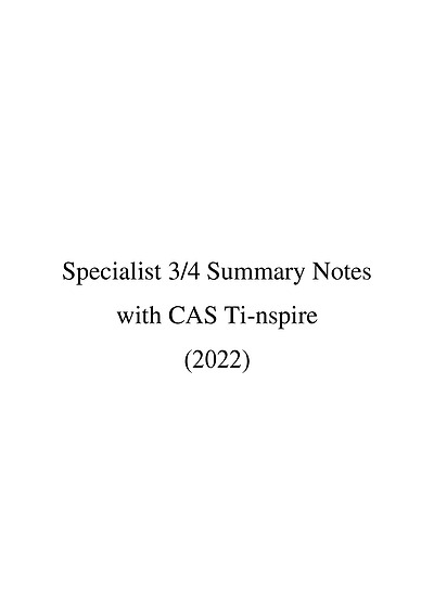 Cover page of VCE Specialist 3/4 notes (40 Raw 99.15 ATAR)
